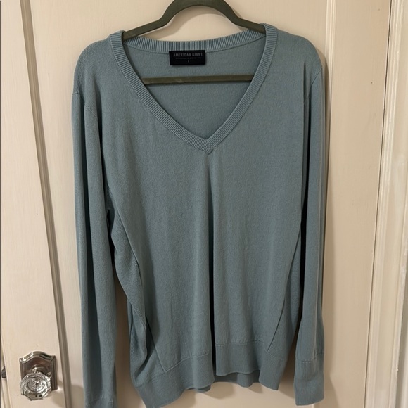 American Giant Cotton/Merino V Neck Sweater Light Blue L - Picture 1 of 6